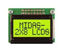 LCD DISPLAY, COB, 8 X 2, STN, 3.3V MC20805B6W-SPTLY3.3-V2