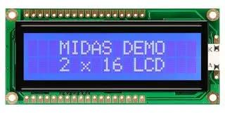 LCD DISPLAY, COB, 16 X 2, BLUE STN, 3.3V MC21605G6W-BNMLW3.3-V2