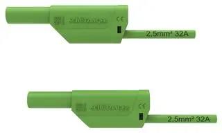 4MM BANANA PLUG-SQ, SHROUDED, GREEN, 2M DI VSFK 8700 / 2.5 / 200 / GN