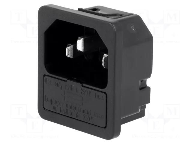 Connector: AC supply; socket; male; 10A; 250VAC; C14 (E); 6200; IP40 SCHURTER 6200.4120