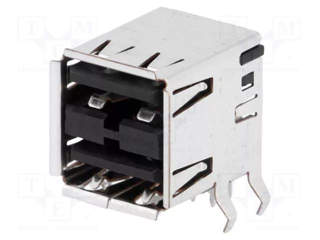Connector: USB A; socket; on PCBs; THT; PIN: 8; angled 90°; double TE Connectivity 5787617-1