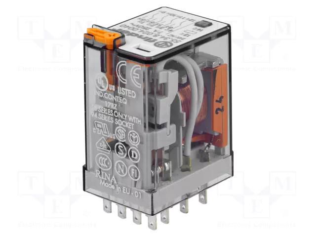Relay: electromagnetic; 4PDT; Ucoil: 24VAC; Icontacts max: 15A FINDER 55.34.8.024.004