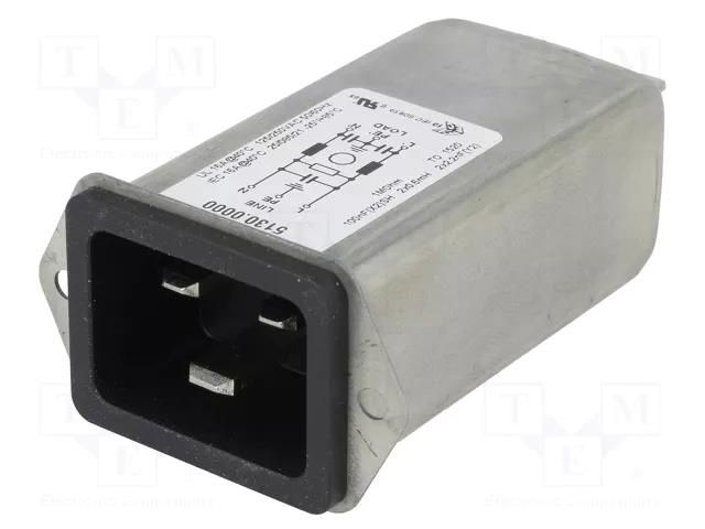 Connector: AC supply; socket; male; 16A; 250VAC; IEC 60320; C20 (I) SCHURTER 5130.0000