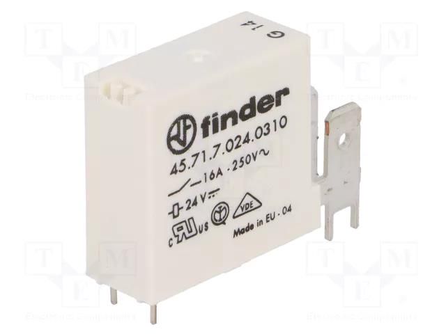Relay: electromagnetic; SPST-NO; Ucoil: 24VDC; Icontacts max: 16A FINDER 45.71.7.024.0310