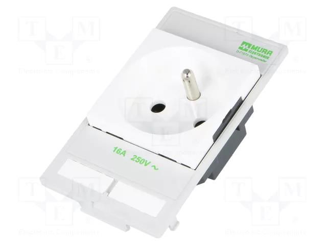 E-type socket; 250VAC; 16A; IP20; on panel; Input: 4mm fork; 62mm MURRELEKTRONIK 4000-68000-3010000