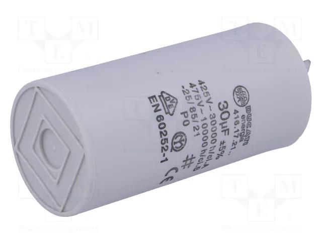 Capacitor: polypropylene; motors, run; 30uF; 475VAC; Ø45x92mm; ±5% DUCATI ENERGIA 4.16.17.21.60