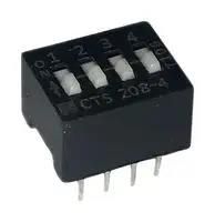 DIP SWITCH, 0.1A, 50VDC, 4POS, THT 208-4