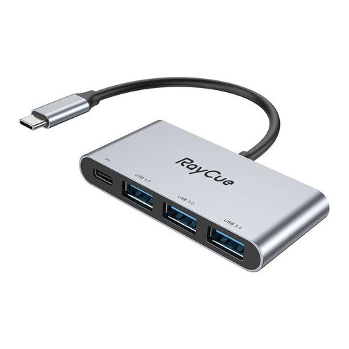 RayCue 4-in-1 hub USB-C to 3x USB-A 3.0 5Gbps + PD 3.0 100W (gray), RayCue WT-RC2401