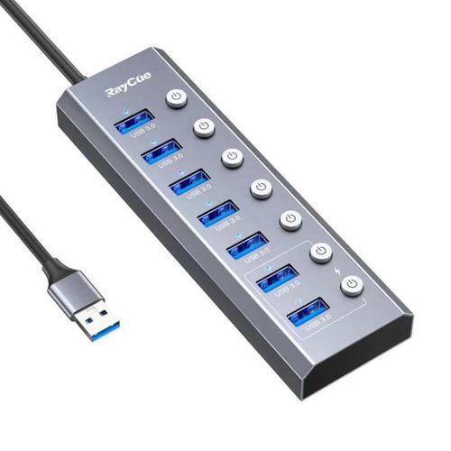 Hub 7w2 RayCue USB-C to 2x USB-A 3.0 5Gbps + SD/TF 3.0 + USB-C+ HDMI 4K30Hz (gray), RayCue XL-RC2701