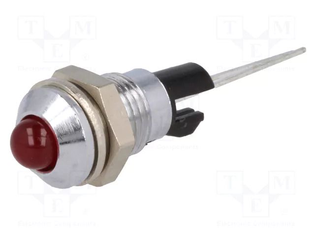 Indicator: LED; prominent; red; 2.25÷2.5VDC; Ø8mm; for PCB; brass MENTOR 2665.8021