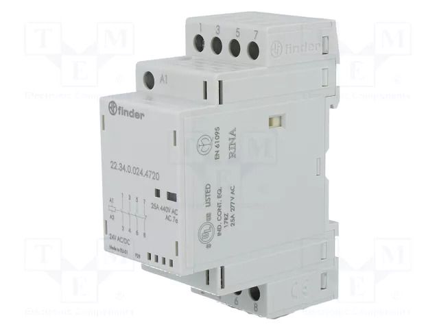 Contactor: 4-pole installation; 25A; 24VAC,24VDC; NC + NO x3 FINDER 22.34.0.024.4720