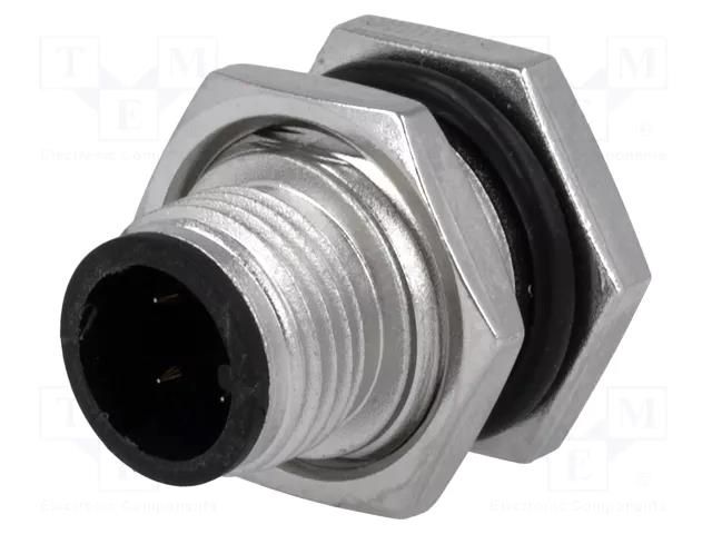 Connector: M12; socket; PIN: 4; male; 250V; IP68; THT; metal; 4A AMPHENOL LTW 12-04PMMP-SF8001