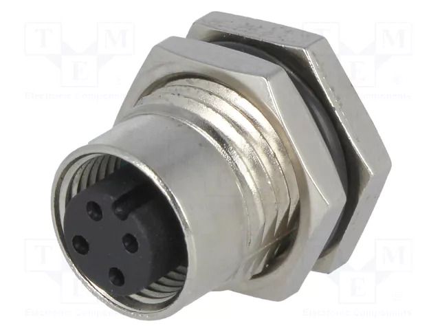Connector: M12; socket; PIN: 4; female; 250V; IP68; THT; metal; 4A AMPHENOL LTW 12-04PFFP-SF8001