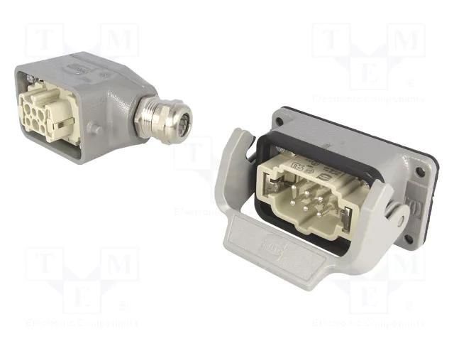 Connector: HDC; male + female; plug + socket,complete set; PIN: 6 HARTING 10330060000