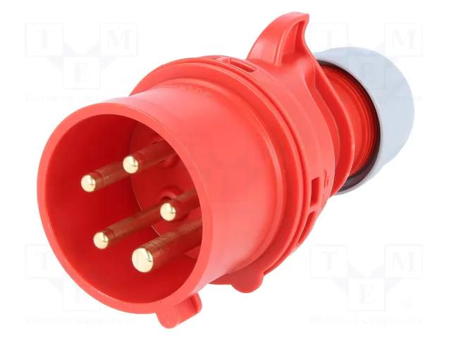 Connector: AC supply 3-phase; plug; male; 16A; 400VAC; IEC 60309 PCE 015-6