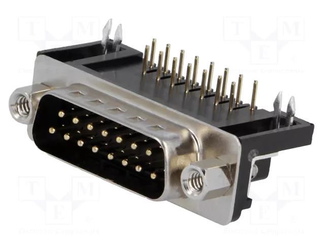 Connector: D-Sub; PIN: 15; socket; male; angled 90°; THT; UNC 4-40 CONNFLY DHP9-15M