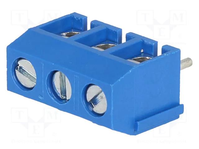 PCB terminal block; angled 90°; 5mm; ways: 3; on PCBs; 1.5mm2; blue DEGSON ELECTRONICS DG301-5.0-3P12