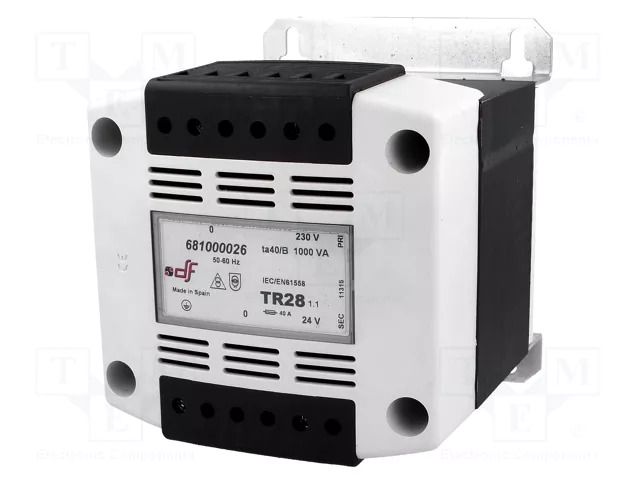 Transformer: mains; 1000VA; 230VAC; 24V; Leads: terminal block DF ELECTRIC DF-681000026