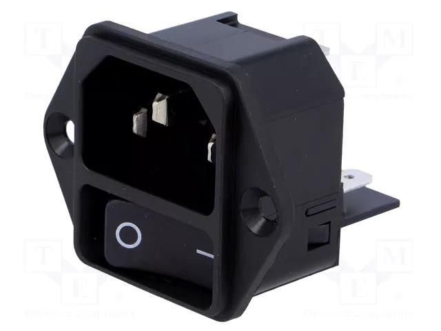 Connector: AC supply; socket; male; 15A; 250VAC; C14 (E); DC11 SCHURTER DC11.0001.001