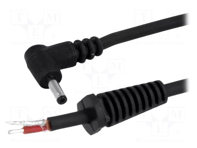 Cable; 2x1mm2; wires,DC 1,3/3,5 plug; angled; black; 1.5m BQ CABLE DC.CAB.0611.0150