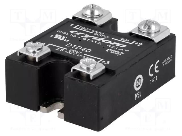 Relay: solid state; Ucntrl: 3.5÷32VDC; 40A; 1÷100VDC; 1-DCL SENSATA / CRYDOM D1D40