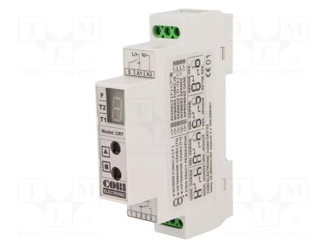 Timer; Range: 0,01s÷100h; NO x2; 24÷250VAC; 24÷250VDC; Display: LED COBI ELECTRONIC CRT-V1