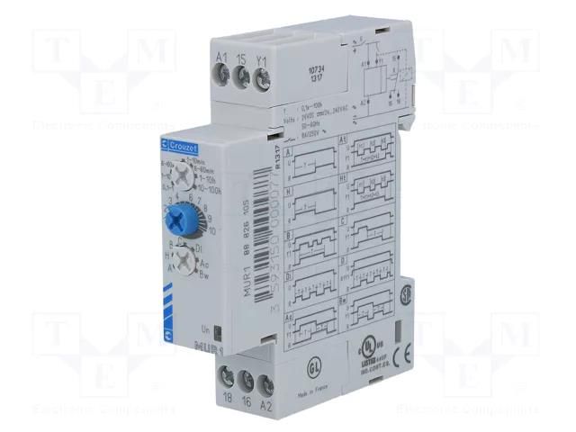 Timer; 0,1s÷100h; SPDT; 250VAC/8A; Usup: 24÷240VAC; 24VDC; MUR; IP20 CROUZET CROUZET-MUR1