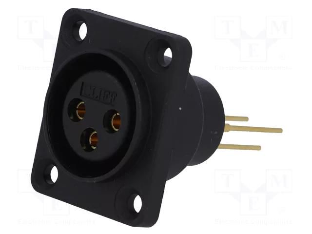 Connector: XLR; socket; female; 5A; PIN: 3; straight; sealed; THT CLIFF CP30071
