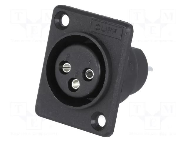 Connector: XLR; socket; female; 5A; PIN: 3; soldering; black; plastic CLIFF CP3001