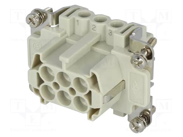 Connector: HDC; female; CNE; PIN: 6; 16A; 500V; 6+PE; size 44.27 ILME CNEF06T
