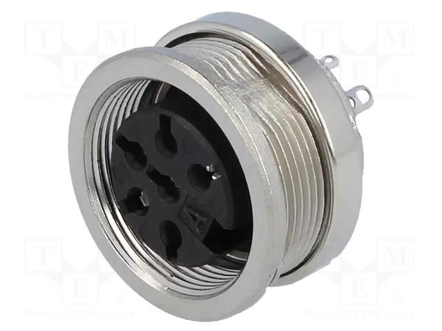 Connector: M16; socket; female; PIN: 6; 5A; 300V; C091A; soldering AMPHENOL C091-T3403-000