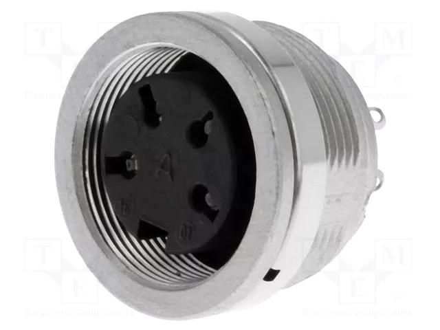 Connector: M16; socket; female; PIN: 4; 5A; 300V; C091D; soldering AMPHENOL C091-31N0041002