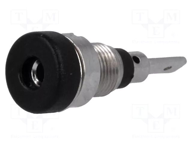 Connector: 2mm banana; socket; 10A; 23mm; black; insulated AXIOMET BS-102L-B