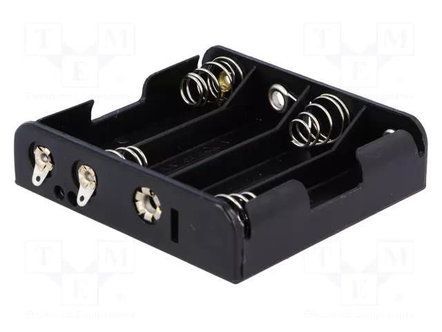 Holder; AA,R6; Batt.no: 4; soldering lugs; black COMF BH-341-1D