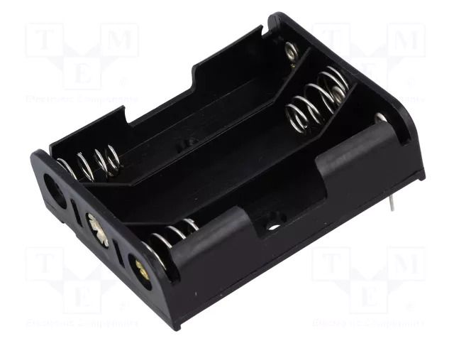 Holder; AA,R6; Batt.no: 3; for PCB; black COMF BH-331P