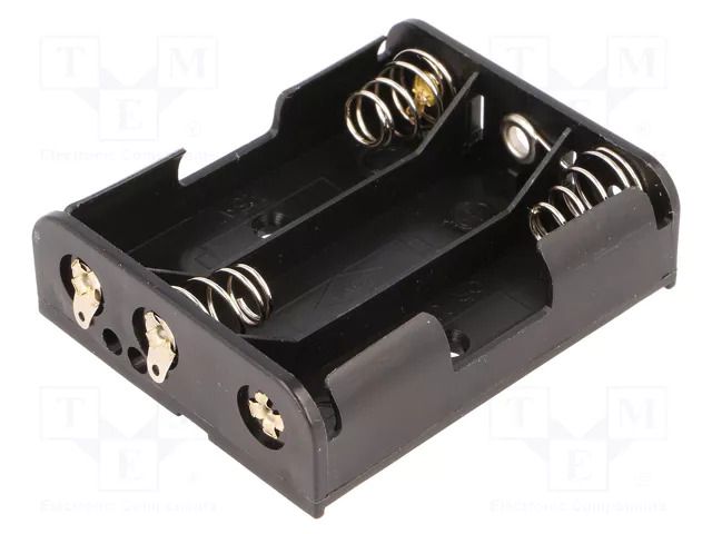 Holder; AA,R6; Batt.no: 3; soldering lugs; black COMF BH-331D