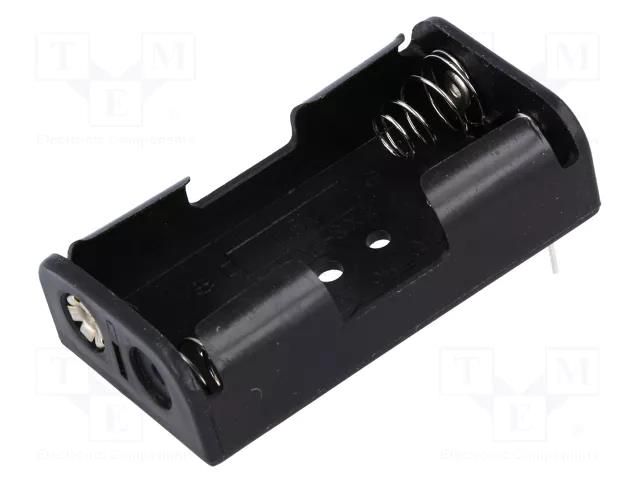 Holder; AA,R6; Batt.no: 2; for PCB; black COMF BH-321-1P