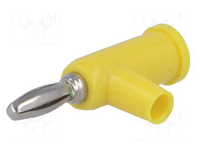 Connector: 4mm banana; plug; 24A; 60VDC; yellow; 39mm AXIOMET BDP-100-Y