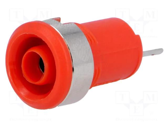 Connector: 4mm banana; socket; 10A; 60VDC; Cutout: Ø12.2mm; red SCI BC-124/R