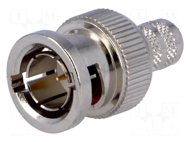 Connector: BNC; plug; male; straight; 75Ω; crimped; for cable; POM AMPHENOL RF B1121A1ND3G875