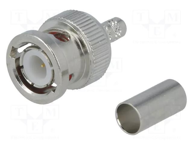 Connector: BNC; plug; male; soldering,crimped; for cable; POM AMPHENOL RF B1121A1ND3G1A50