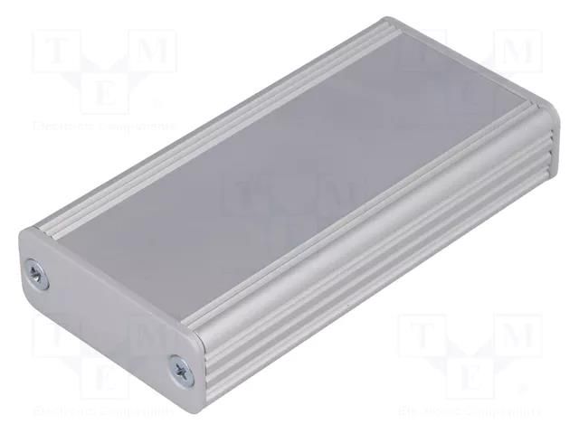 Enclosure: with panel; AKG; X: 41mm; Y: 80mm; Z: 16mm; aluminium; grey FISCHER ELEKTRONIK AKG-41-16-80-ME