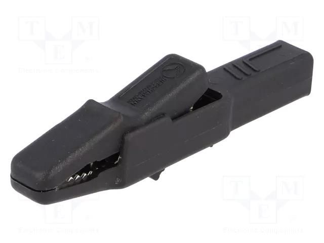 Crocodile clip; 25A; black; Grip capac: max.9.5mm; 932435100 HIRSCHMANN T&M AK2BSW