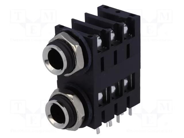 Connector: Jack 6,3mm; socket; female; ways: 3; angled 90°; THT AMPHENOL ACJS-MHD