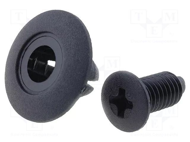 Rivet; polyamide; black; dismountable,screw-in; Ømount.hole: 8mm FIX&FASTEN PR-1