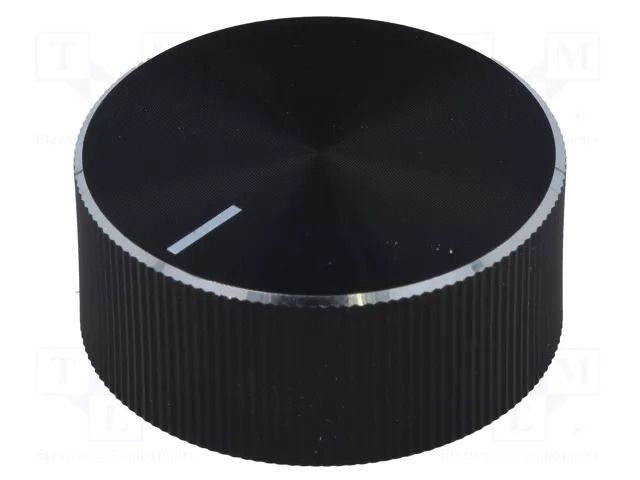 Knob; with pointer; aluminium,plastic; Øshaft: 6mm; Ø33x14.3mm OKW A1432260