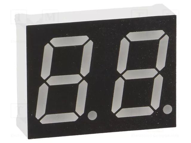 Display: LED; 7-segment; 14.2mm; 0.56"; No.char: 2; green; 160mcd OPTO Plus LED OPD-D5630UPG-BW