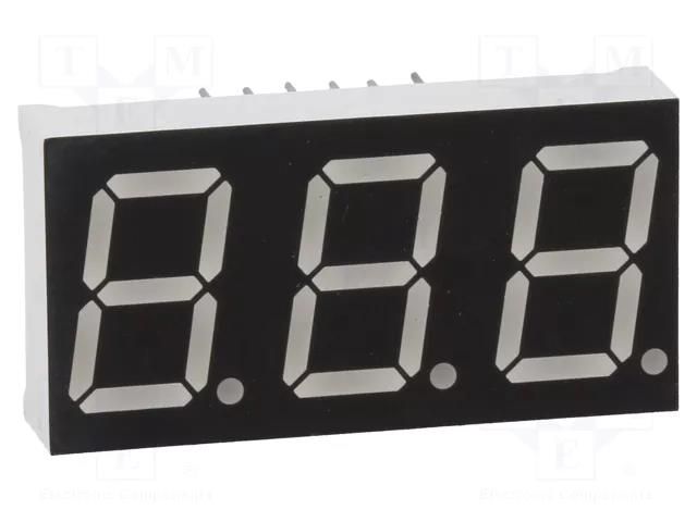 Display: LED; 7-segment; 14.2mm; 0.56"; No.char: 3; blue; 80mcd OPTO Plus LED OPD-T5621LB-BW