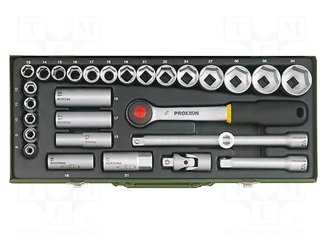 Wrenches set; socket spanner; Chrom-vanadium steel; 29pcs. PROXXON PRN23000