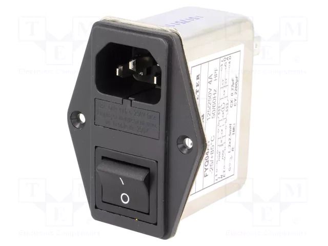 Connector: AC supply; socket; male; Inom: 4A; Ir: 0.6mA; 250VAC; 1MΩ YUNPEN ELECTRONIC FYQ04A1